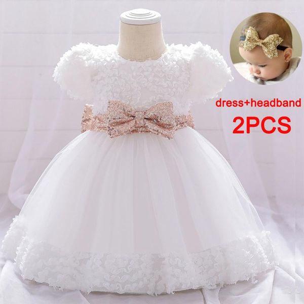 Mädchen Kleider Big Bow 1. Geburtstag Kleid für Baby Kleidung Pailletten Prinzessin Hochzeit Kind Kleidung Party Abendkleid