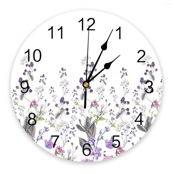 Orologi da parete Pianta Fiore Garza Orologio estivo Design moderno Adesivi Decorazioni per la casa Soggiorno Orologio da camera digitale