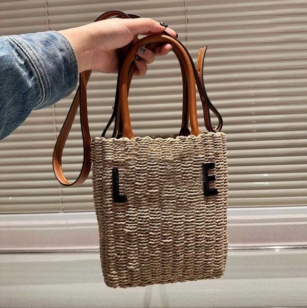 Raffia Dokuma Çanta İşlemeli Mikrolabled Sebze Sepeti Beach Tatil Alışveriş Çanta Seyahat Çantası Mini Çanta Toptan 230504