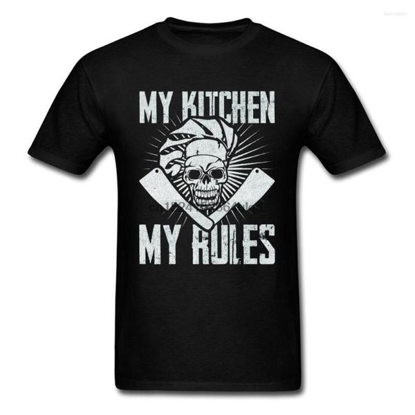 Camisetas masculinas Men de algodão Camisa minha cozinha Regras Chef Camiseta Design vintage Camiseta masculina camisetas de caveira