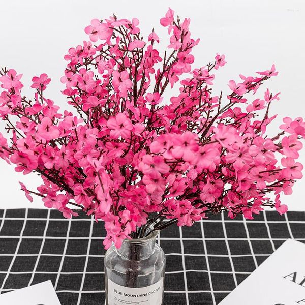 Flores decorativas Flores de cerejeira Flor artificial Flor do bebê de Breath Gypsophila Bouquet Fake DIY Wedding Decoration