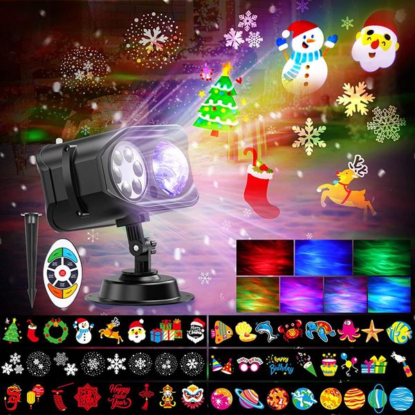 Halloween-Projektionslampe Weihnachtsfest LED-Cartoon-Atmosphäre kleines Nachtlicht Laser-Ozean-Musterlicht-Wandlampe-Rasenlicht-Außenhof-Party