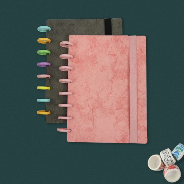 Блокнот грибной отверстие A5 Loose Leaf Notepbook Shell Set Set Set Set Diy Блокнот Планировщик с упругим сердечным привязкой для сердечного сердечного блок.