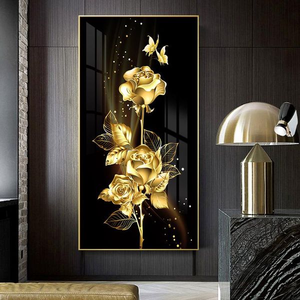 Стич бриллиантовая живопись 5D DIY Golden Rose Full Square/Round Diamonds Вышивая цветочные настенные украшения