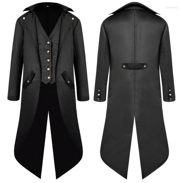 Herren Trenchcoats Herren Steampunk Vintage Frack Jacke Mittelalter Gothic Viktorianisch Gehrock Uniform Party Prom Halloween Cosplay Kostüm