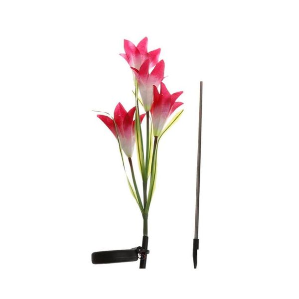 Rasenlampen Solarenergie Lily Rose Flower Garden Stake Landschaftslampe Outdoor Yard Led Light Drop Delivery Lights Beleuchtung Dht1O