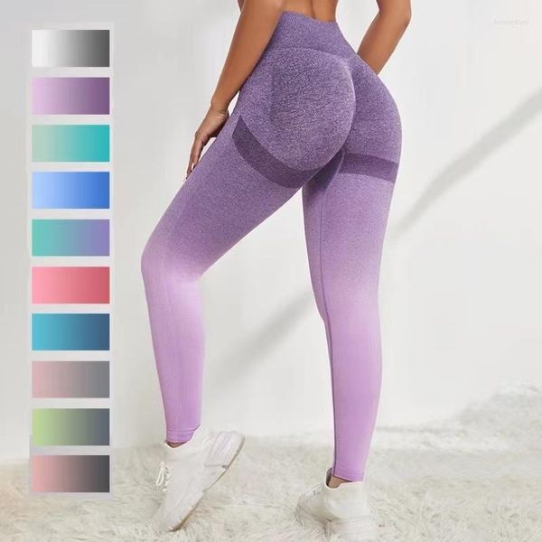 Active Pants Ombre Seamless Leggings High Waist Yoga Energy Stretchy Tummy Control Gym Buttlift Tiktok Push Up Tight Women