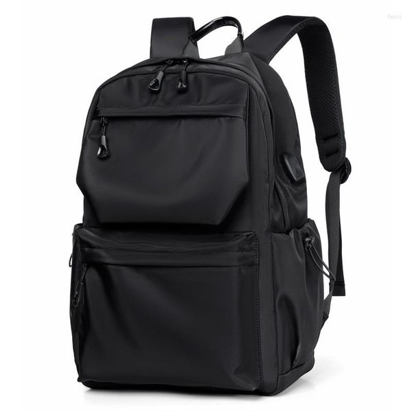 Mochilas de laptop mochilas Mochilas de alta capacidade de estudante bolsa de estudante de estudante Oxford Knapsack Black Rucksack Men Bags de viagem 2023