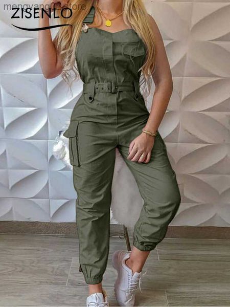 Frauen Jumpsuits Strampler Overalls für Frauen Sommer neue Gürtelart ärmellose Arbeitsoveralls einfarbige Freizeithose schicker und eleganter Frauenoverall T230504