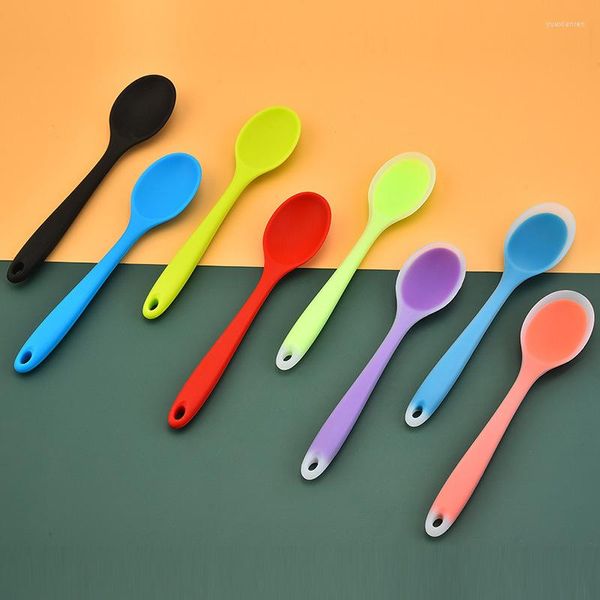 Учебные посуды наборы 8 цветов Силиконовая ложка теплостойкость.