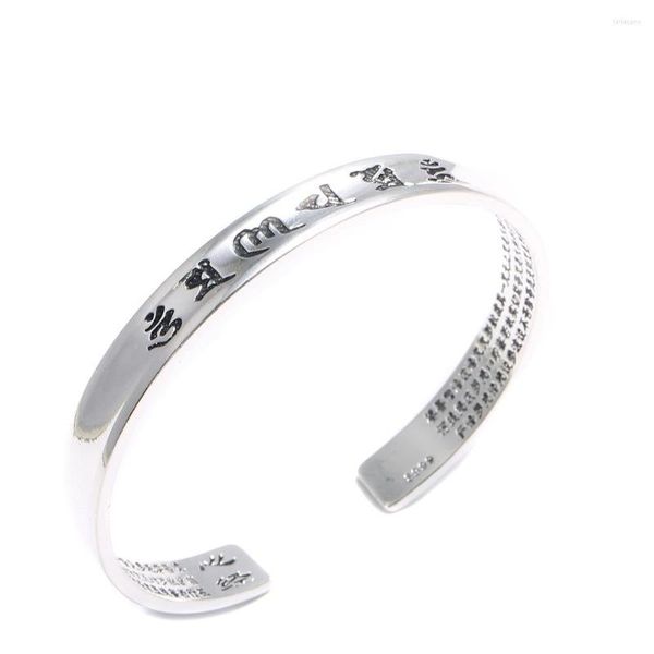 Bangle Tibeta Silver esculpiu o coração de Prajna Paramita Sutra para homens mulheres om mani padme hum jóias de braceletebangle