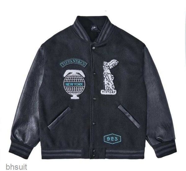 Jacken Designer 23SS Männer schwarze Baseballjacke Tiffany Lederhülle New York Herren COA T3VY