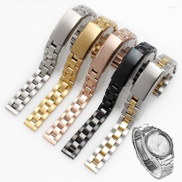 Uhrenarmbänder Hochwertiges Armband Edelstahlarmband 10 12 14 16 18 mm Band Schwarz Roségold Silber Metallgürtel Armbanduhren Armband