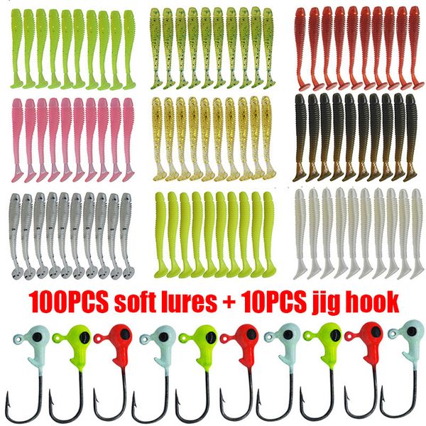 Köder Köder 110 teile/los Angelköder Jigging Wobbler Soft Set 5 cm 0,7 g Karpfen Bass Grub Tackle Künstliche Silikon Swimbait 230504