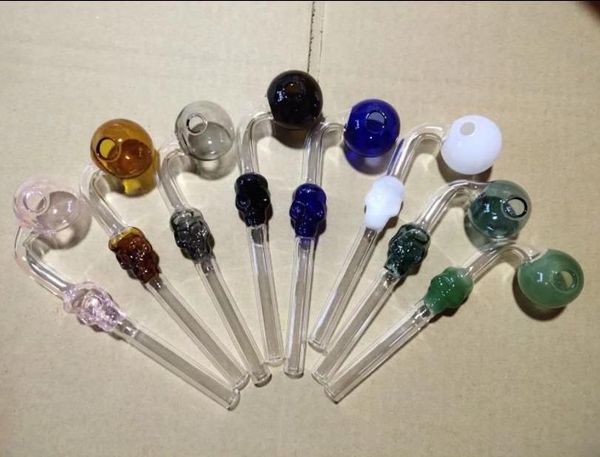 Pfeifen Aeecssories Glas Shishas Bongs Klassischer bunter Skeleton Bubble Glass Curved Pot