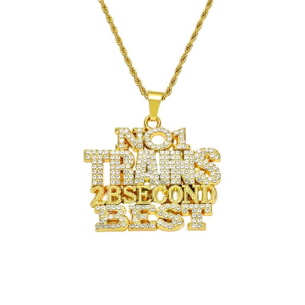 Halskette für Herrenkette kubanische Gliedergoldketten Iced Out Schmuck Hip Hop Diamond Set Alphanumeric Pendant Necklace