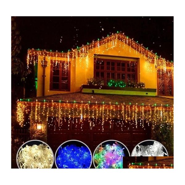 Stringhe Led Luci di Natale Tenda Ghiacciolo Stringa 5M Droop 0.40.6M Cascata Decorazione esterna per la festa Giardino Casa Matrimonio Goccia Dhrx9