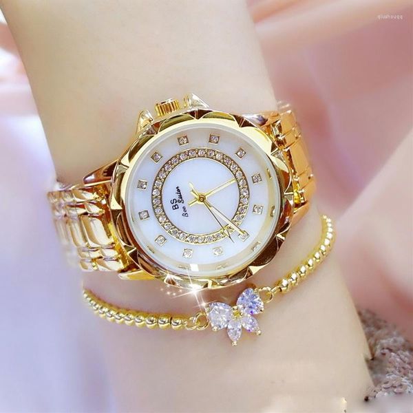 Relógios de pulso relógios BS Chain Fritillary Fritillary Women of Diamonds Quartz Fashion