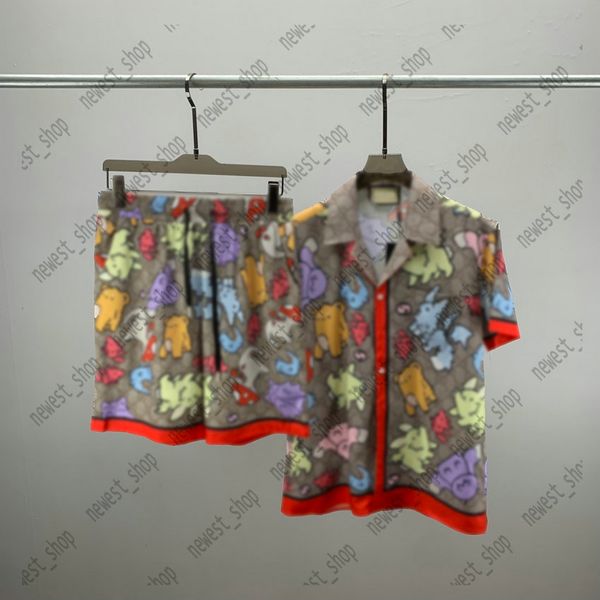 23SS designer Mens tute da uomo Hawaii corpo lettera stampa abiti da donna magliette di lusso pantaloni casual cotone stampato animale set formato asiatico M-XXXL