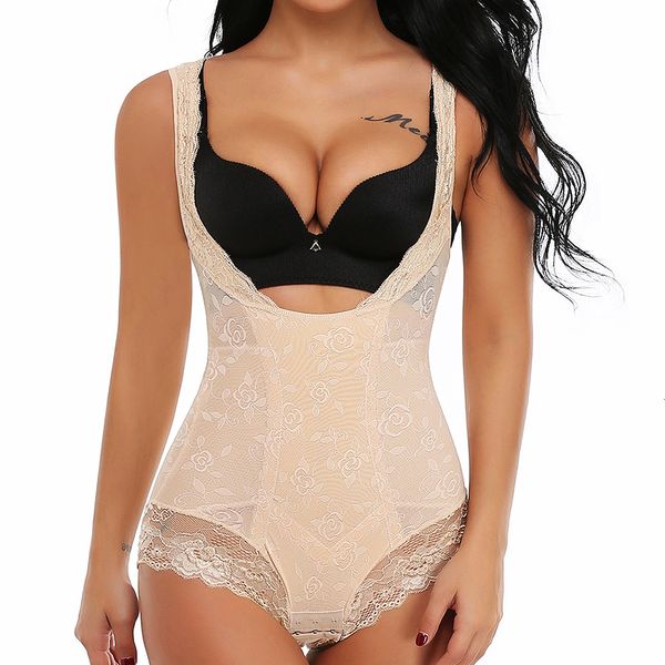 Damen Shapers Miss Moly Lace Full Body Shaper Bauchkontrolle Bodysuit Taille Cincher Unterbrust Shapewear Abnehmen Trainer Höschen Gridle Korsett 230504