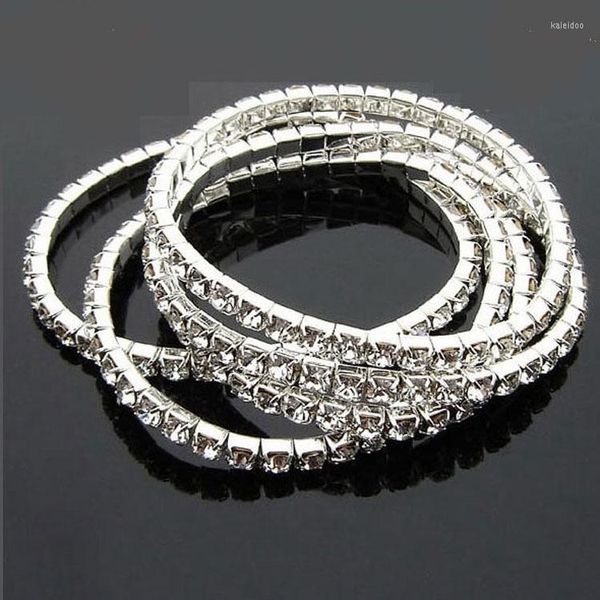 Pulseiras de charme braceletes brilhantes pulseira de estirada prata jóias de tênis de cristal para mulheres namoro de casamento