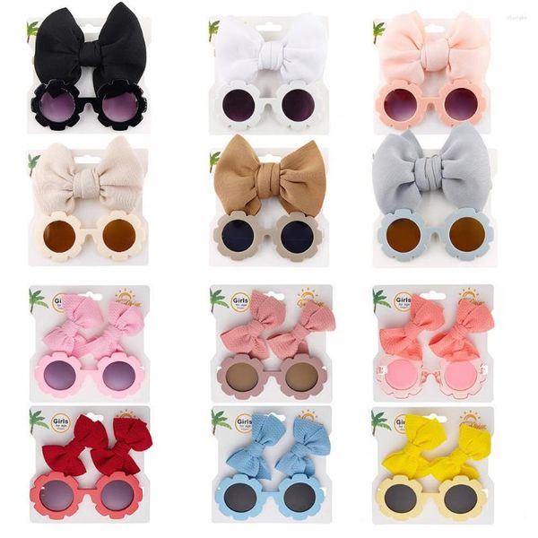 Acessórios para cabelos infantil óculos de sol Bandeira do bebê Unglasses Nylon Bohemia Beach Beach Seaside Sol Glasses Pubs Bow Headwear