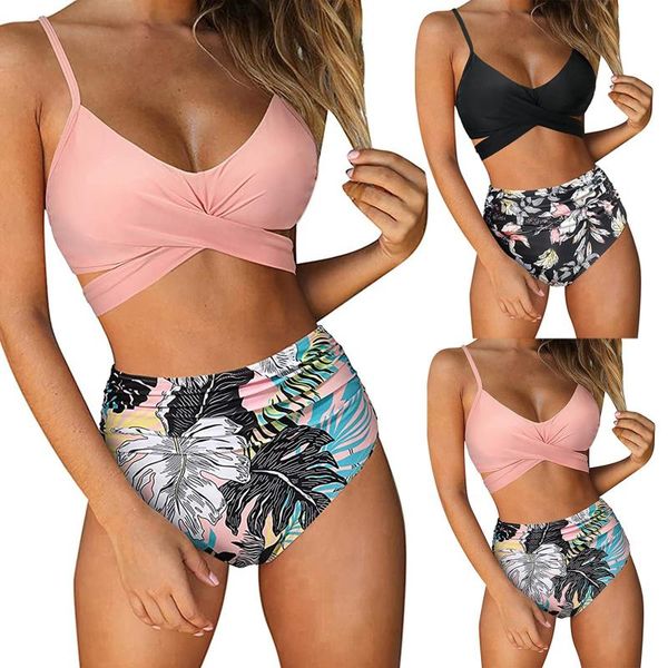 Damen Bademode Brasilianische Bikinis 2023 Damen Set Push-Up-BH ohne Knochen P Tube Top Hohe Taille Bottom Mujer