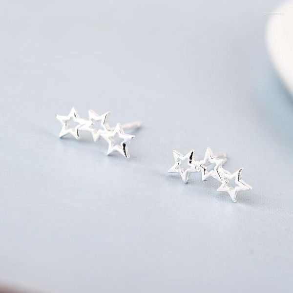 Orecchini a bottone Color argento Gioielli da donna Fashion Tiny 5mmX11mm Star Gift For School Girls Kids Lad