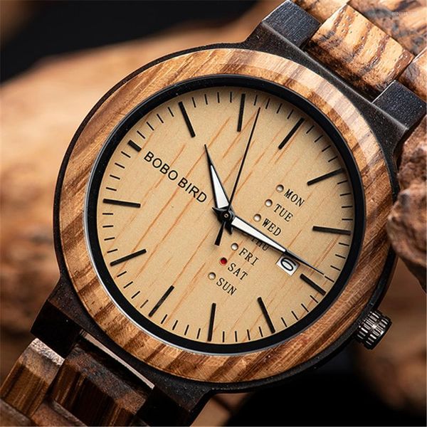 Нарученные часы Reloj hombre неделя показывают, часы мужчины Bobo Bobo bird Quartz, наручные часы, модные автозаправление