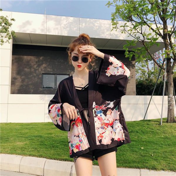 Abbigliamento etnico giapponese Yukata Robe Kimono femme cinese geisha haori obi street harajuku studente