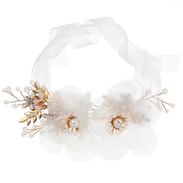 Fiori decorativi da donna Bracciale da polso Flower Corsage Prom Wristlet Band Sposa damigella d'onore