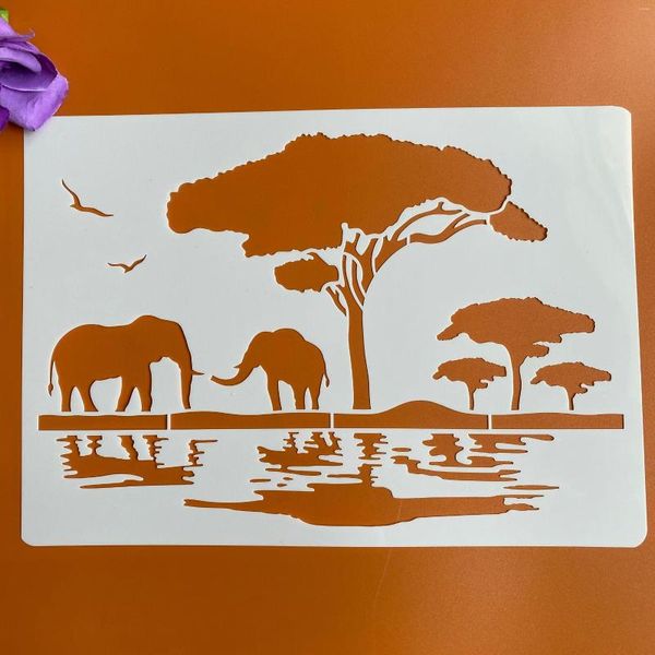 Stampi da forno A4 29 21 cm Stencil fai da te Pittura murale Scrapbook Colorazione Goffratura Carta decorativa Modello di carta Elefante africano