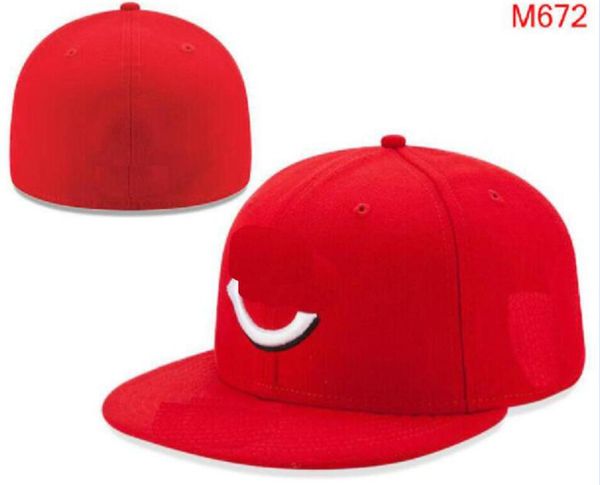 2023 Baseballmützen für Herren Sox LA CR Classic Red Black Hip Hop Cincinnati Sport Full Closed Design Caps Chapeau 05 Stitch Heart 