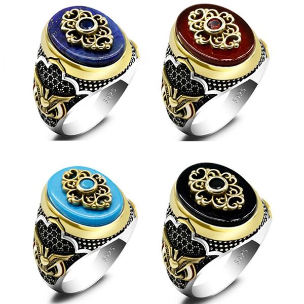 Кластерные кольца стиль Red Agate 925 Серебряное серебряное кольцо.