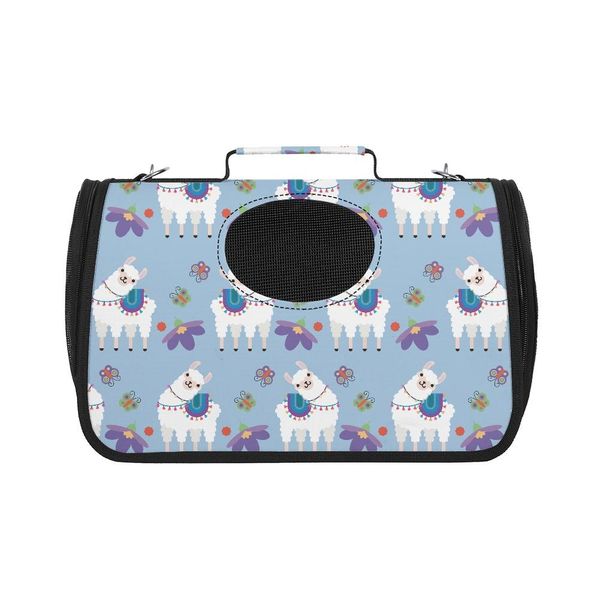 Carrinhos de transporte mochila para gato bonito dos desenhos animados cactus flor e alpaca gato bolsa de ombro personalizado transportadora para gato