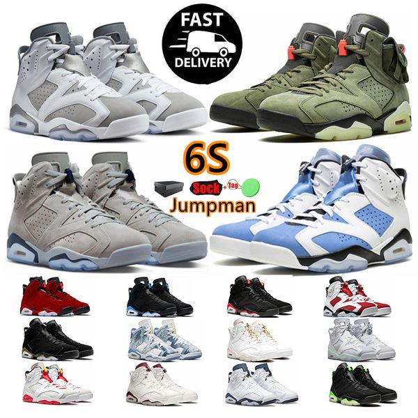 Sapatos de basquete Jumpman 6 6s Universidade Azul Vermelho Oreo Georgetown Midnight Navy Cactus Jack Preto Infravermelho Mens Treinadores Esportes Ao Ar Livre Sapatilhas Tamanho 36-47