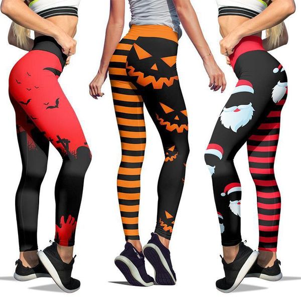 Yoga Outfit Leggings di Halloween Pantaloni skinny a righe con stampa zucca da donna Holiday Ladies Casual Bat Workout Legging 2023