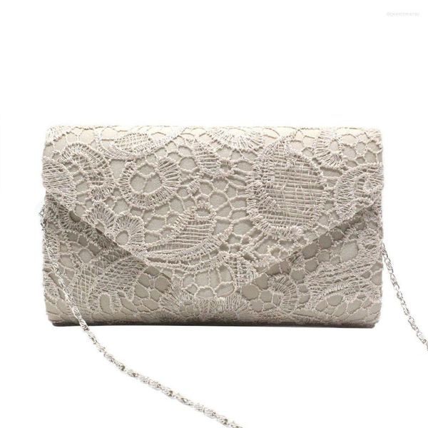 Borse da sera 2023 Style Women Lady Elegant Party Prom Bridal Wedding Clutch Purse Borsa a tracolla con catene in pizzo