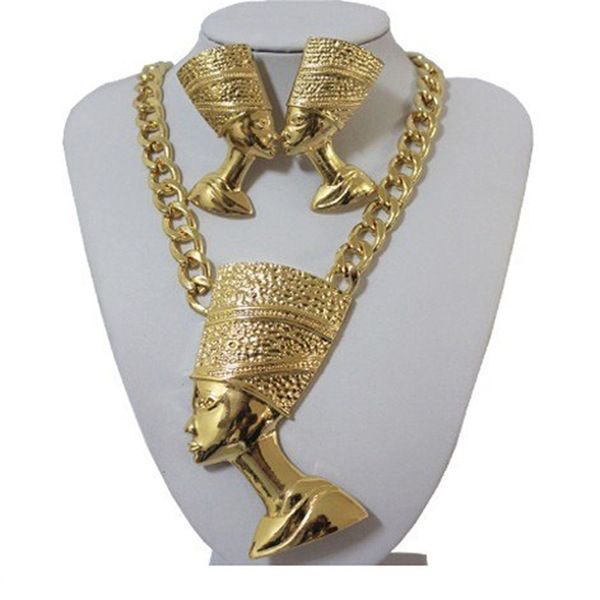 collana per catena da uomo catene d'oro a maglie cubane gioielli ghiacciati Una collana in lega che simboleggia il nobile potere dei faraoni egiziani