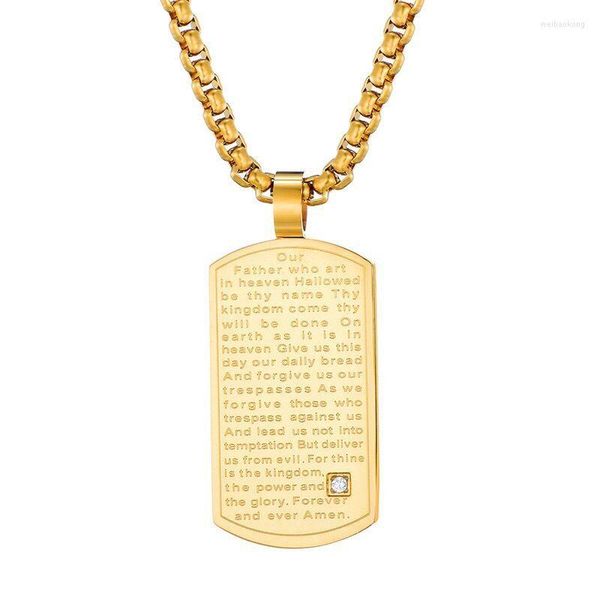 Anhänger Halsketten Großhandel – Bibel Schriften quadratisch für Männer Frauen Edelstahl kein Verblassen 60 cm Kette
