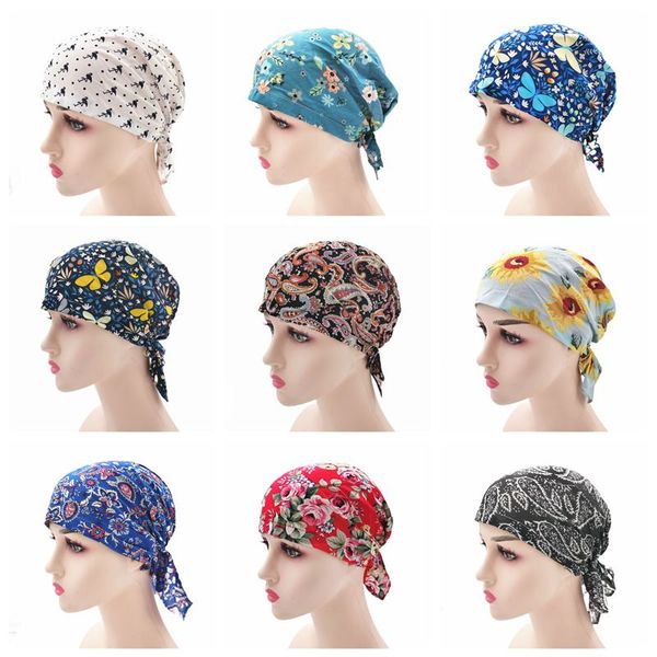 Cappello da pirata Turbante Berretto hip-hop Cappelli da ballo di strada Cappellini da fitness per ciclismo all'aperto Moda Cool Testina di stampa Indossare Sciarpa quadrata Multicolor Europa e America Stile BC607