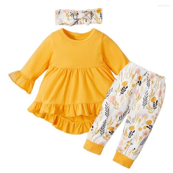 Conjuntos de roupas 1 conjunto de primavera outono menina menina de três peças de manga comprida moda de moda infantil roupas de cabeça