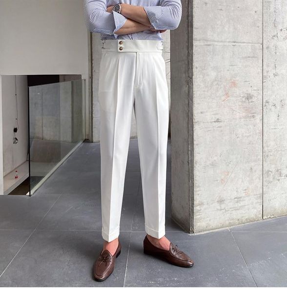 Pantaloni da uomo Autunno Alta qualità Business Casual Pantaloni drappeggiati a vita alta Pantaloni alla moda da uomo Formali per uomo Traje De Vestir Hombre