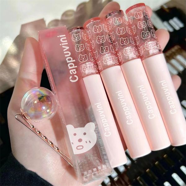 Pink Bubble Lip Glaze Mini Matte Velvet Lipstick Mirror Long Lasting Non facile da sbiadire Cherry Blossom Kite Lip Gloss Makeup