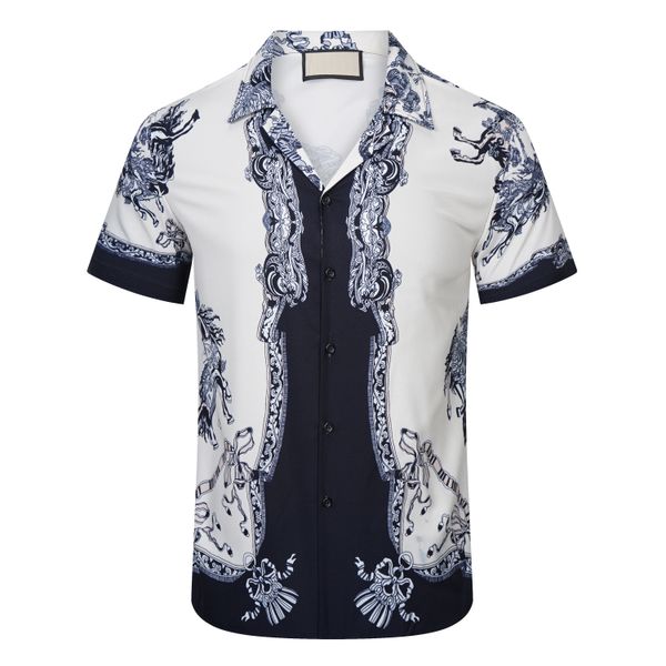 Mode Herren Freizeithemd Sommer Design Kleidung Damen Classic Ant Blue Cc Print Shirts Kurzarm Streifen M-3XL