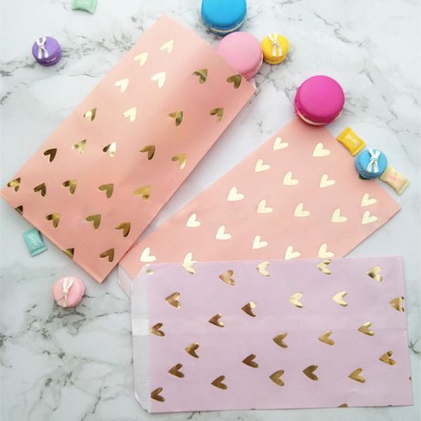 Wrap regalo 25pcs Oro Hearts Forme Candy Borse Craft Paper Paper Cancing Casino Packaging Bomboniere