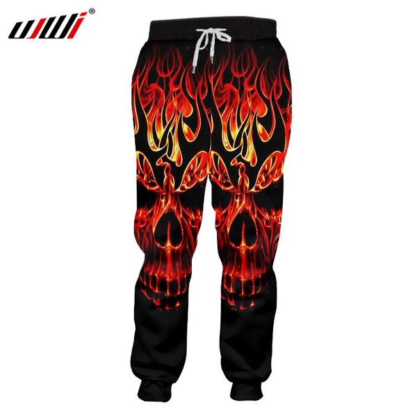 Брюки UJWI 3D Red Fire Skull Joggers Брюки мужские Полная длина Весенне-осенние брюки Спортивные штаны 2018 Новые модные водонепроницаемые брюки Homme