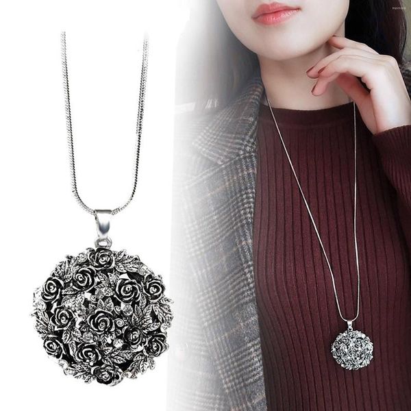 Catene collana lunga ronestone accessori neri accessori personalizzati maglione femminile a pendenti pendenti a catena bulk