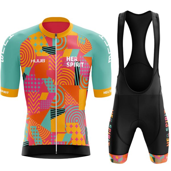 Jersey de ciclismo Define as roupas Huub Men S use melhor time de arco -íris roupas de manga curta bicicleta de verão 230505