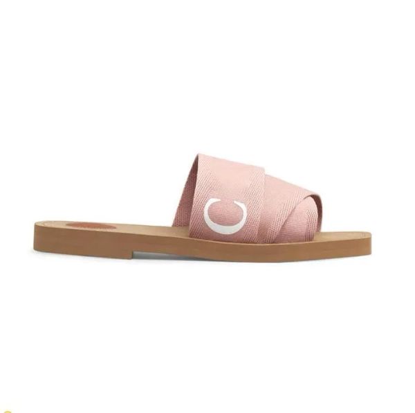 Nuovi sandali da donna in legno di design muli pantofole di stoffa incrociate beige chiaro beige bianco nero rosa pizzo lettering tessuto pantofole di tela scarpe estive da donna